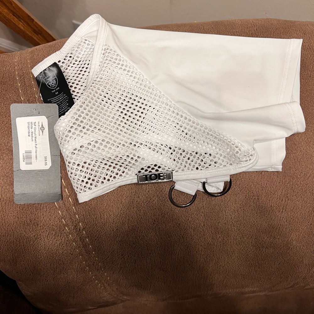 TOF Paris Chest Full Harness Mesh White Crop Top Rave Disco Fetish GoGo Sz M NWT - Picture 9 of 10